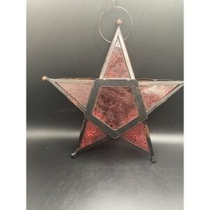 Vtg Red Star Hanging Tea Light Holder  Made In USA